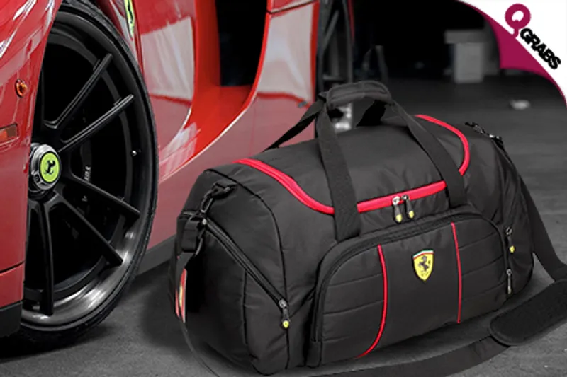 For QR199 Carry Everything in Sleek Style with a Ferrari Tote Bag in Black OR Red! (QR502 Value)